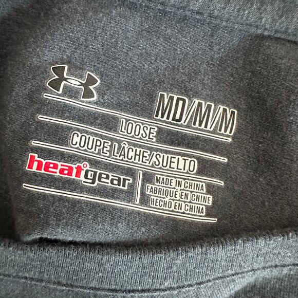 Under Armour T-Shirt Mens M Gray Loose HeatGear Pullover Short Sleeve Crew Neck - Picture 3 of 3